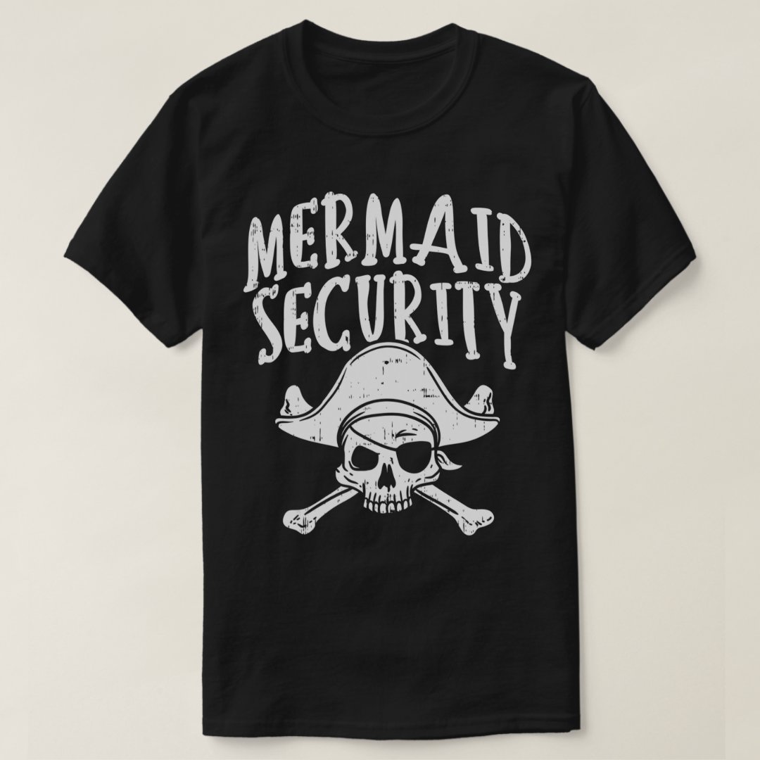 Captain Pirate Mermaid Security Printed T-Shirt