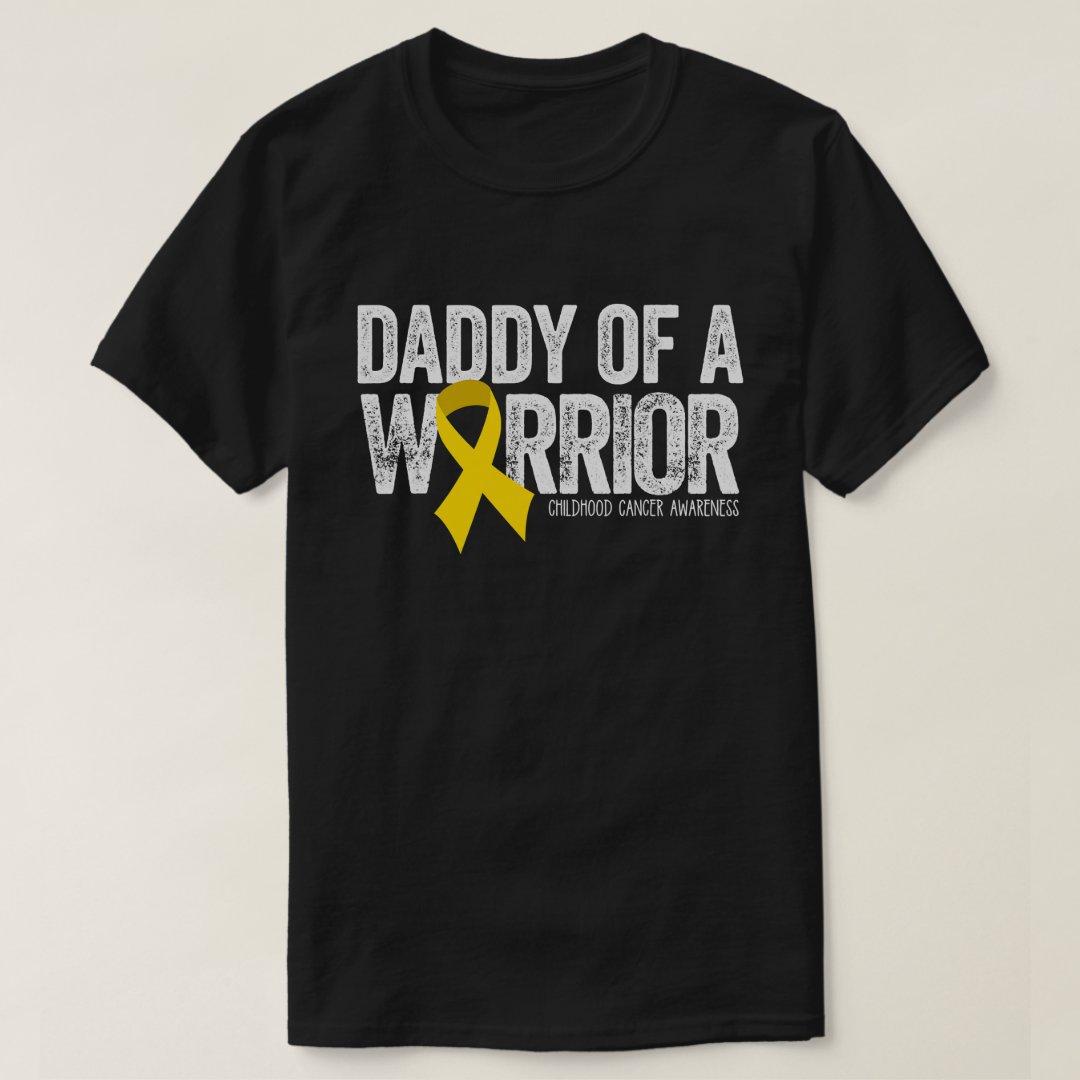 Childhood Cancer Awareness Daddy of a Warrior Printed T-Shirt
