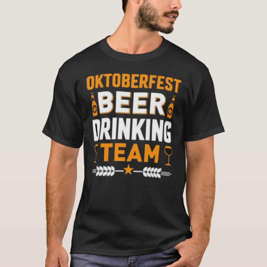 Oktoberfest Beer Drinking Team Printed T-Shirt
