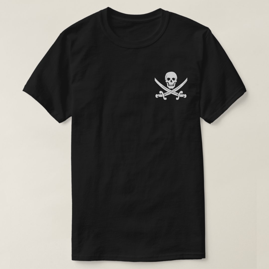 Cross Sword Skeleton Captain Pirate Printed T-Shirt