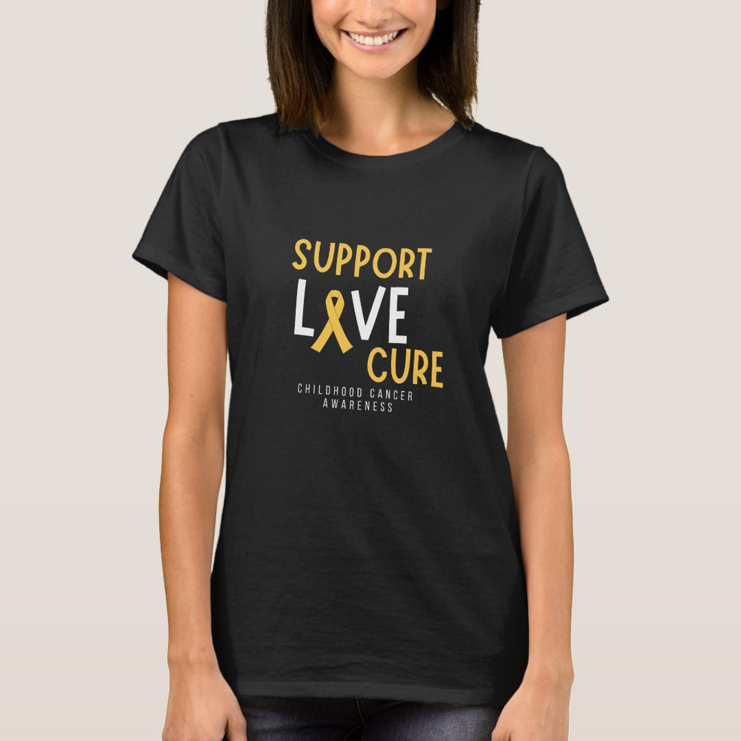 Childhood Cancer Awareness Support Love Cure Printed T-Shirt