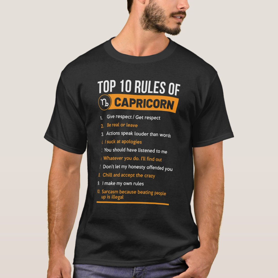January Birthday Top 10 Rules Of Capricorn Zodiac Astronomy Gift T-Shirt