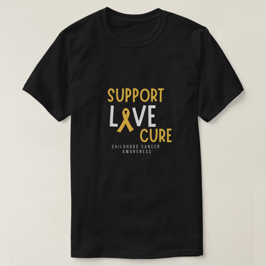 Childhood Cancer Awareness Support Love Cure Printed T-Shirt