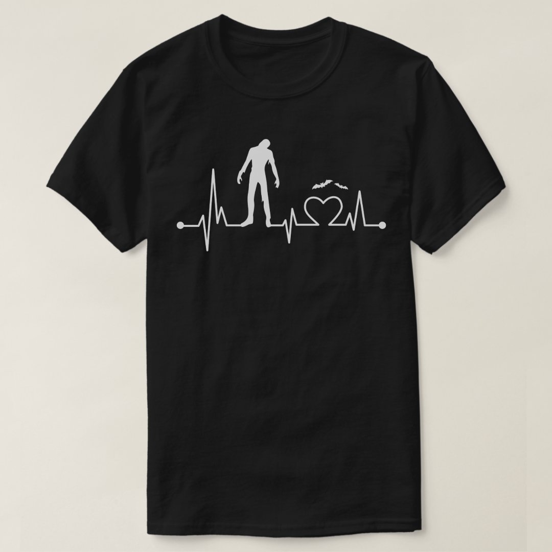Zombies Heartbeat Halloween Printed T-Shirt