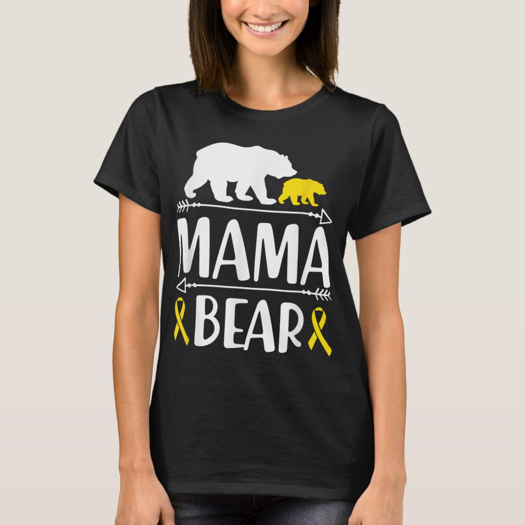 Childhood Cancer Awareness Mama Bear Printed T-Shirt