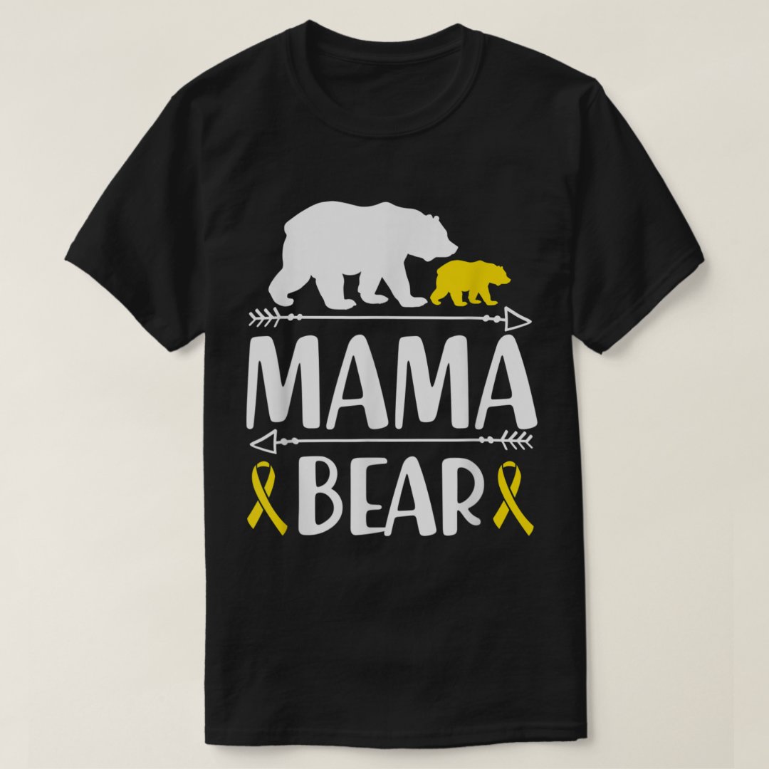 Childhood Cancer Awareness Mama Bear Printed T-Shirt