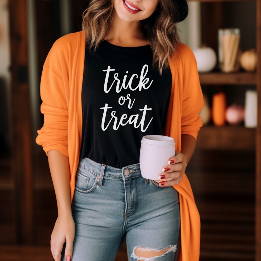 Halloween Trick or Treat Printed T-Shirt