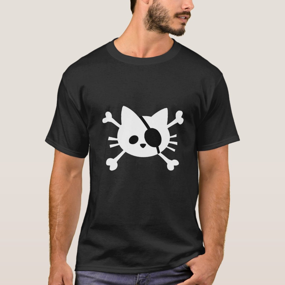 Pirate Cat Captain Pirate Printed T-Shirt