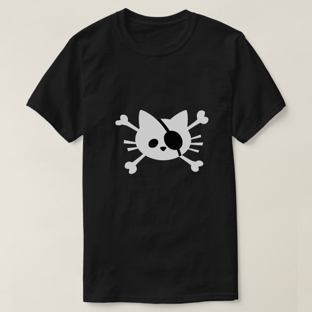 Pirate Cat Captain Pirate Printed T-Shirt