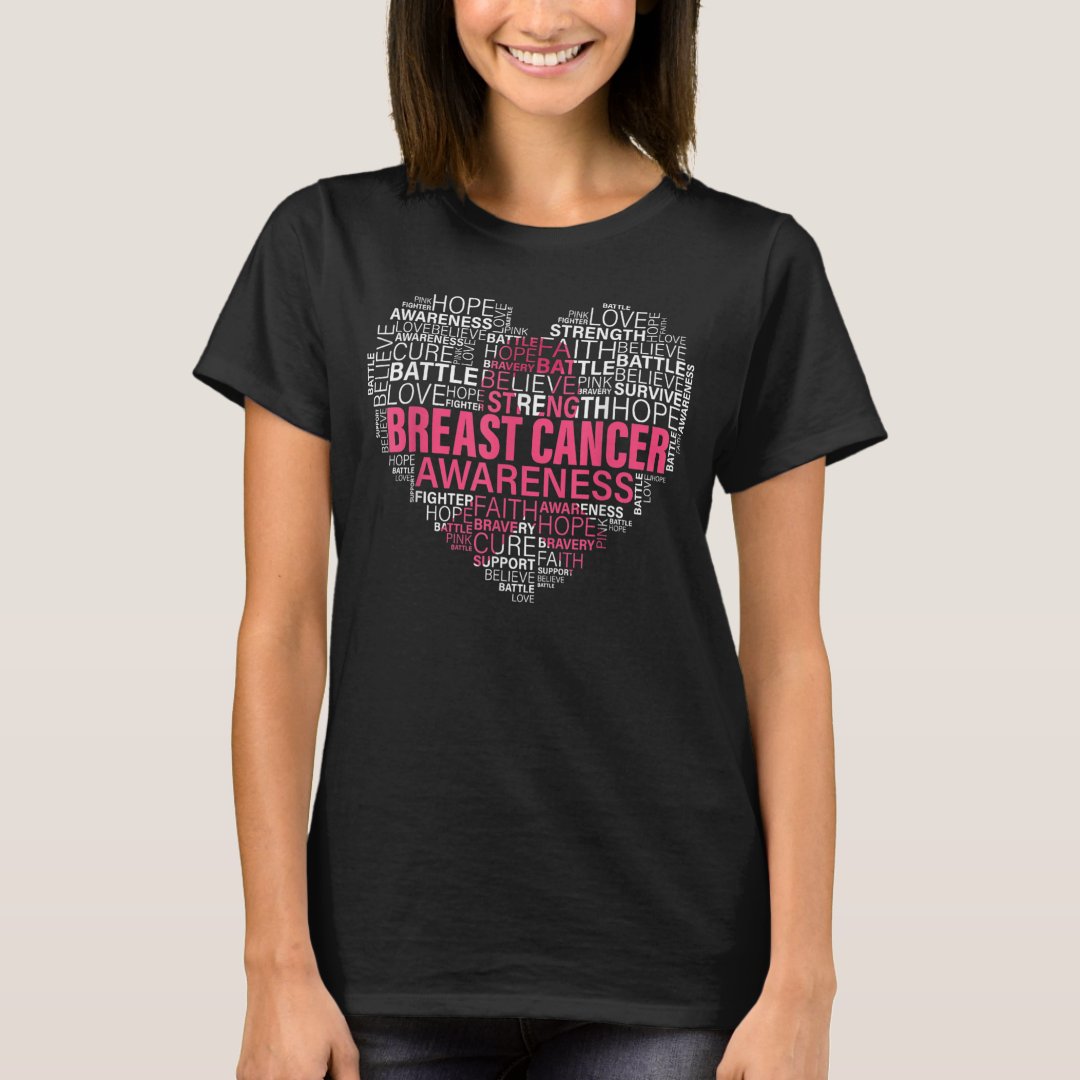 Hope Cure Battle Heart Breast Cancer Awareness T-Shirt
