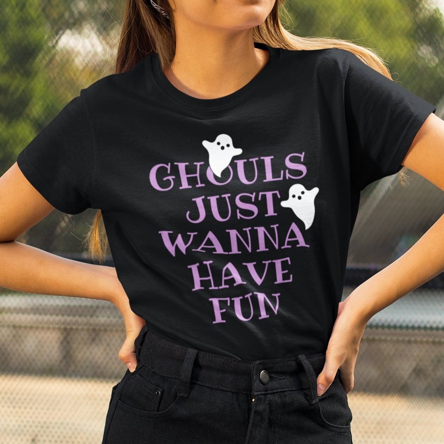 Halloween Ghouls Just Wanna Have Fun Printed T-Shirt