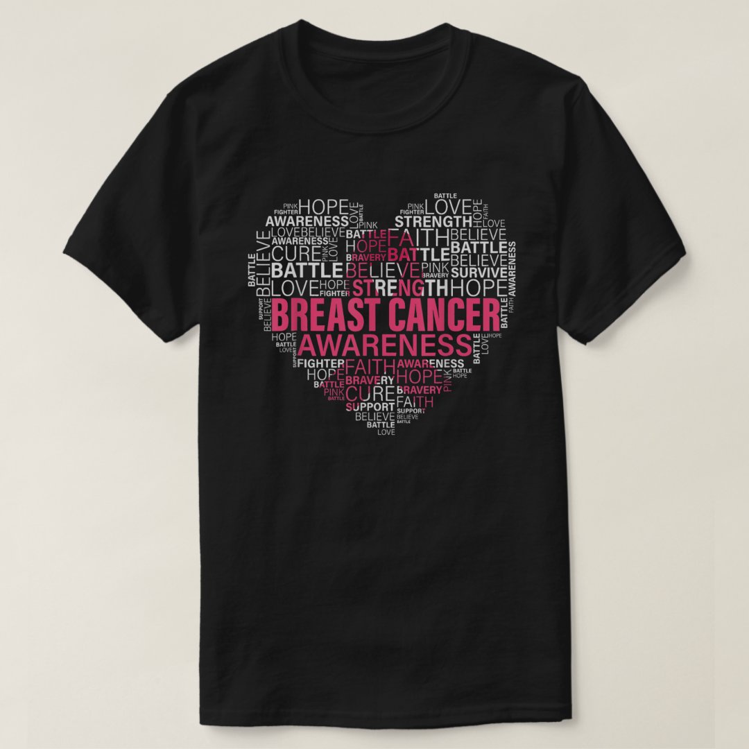 Hope Cure Battle Heart Breast Cancer Awareness T-Shirt