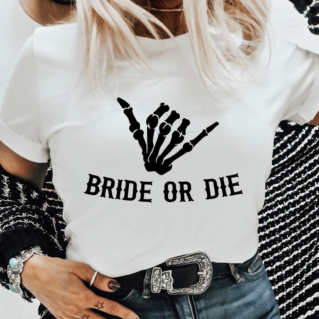 Halloween Bride or Die Female T-Shirt