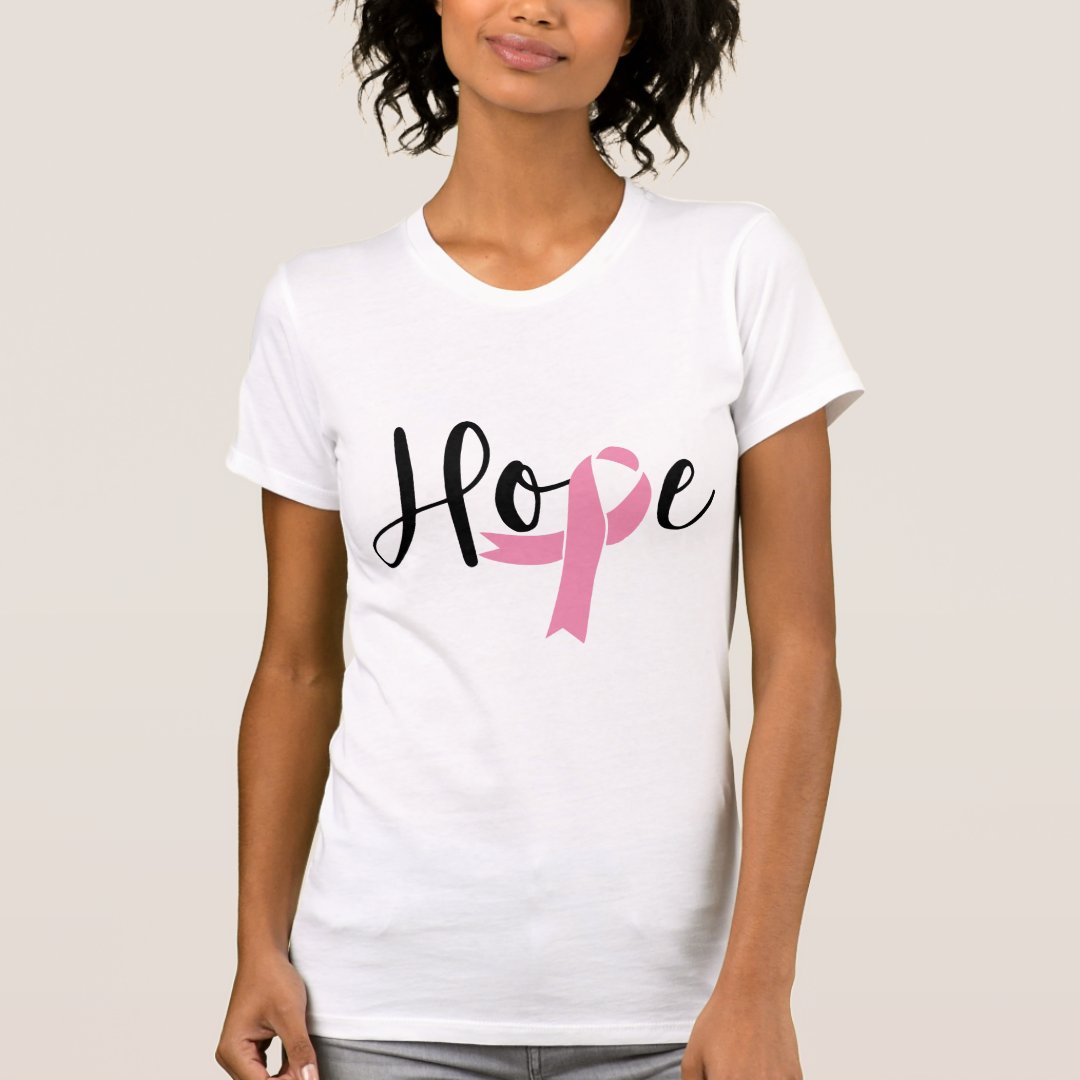Breast Cancer Awareness Hope Ribbon Printed T-Shirt