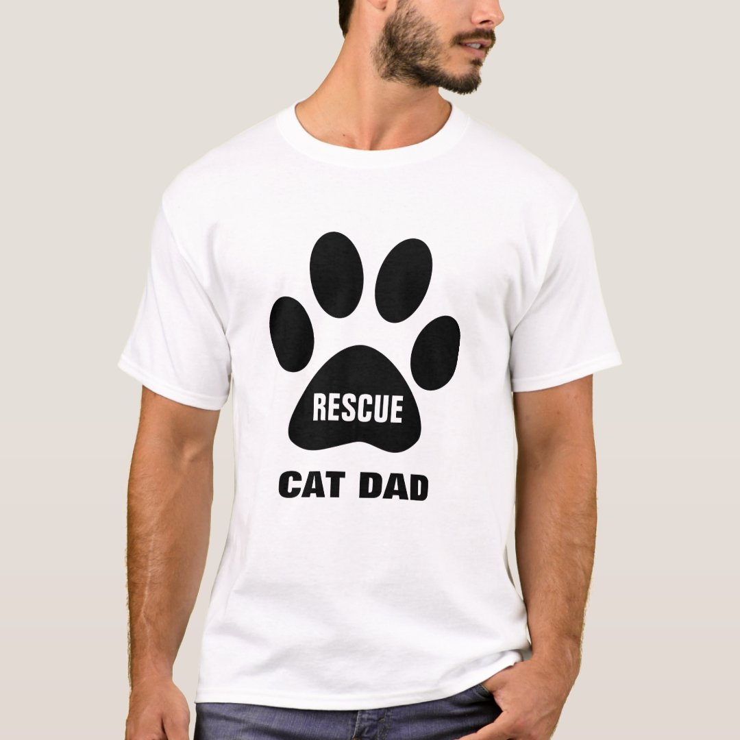 Father's Day Gift Rescue Cat Dad Printed T-Shirt