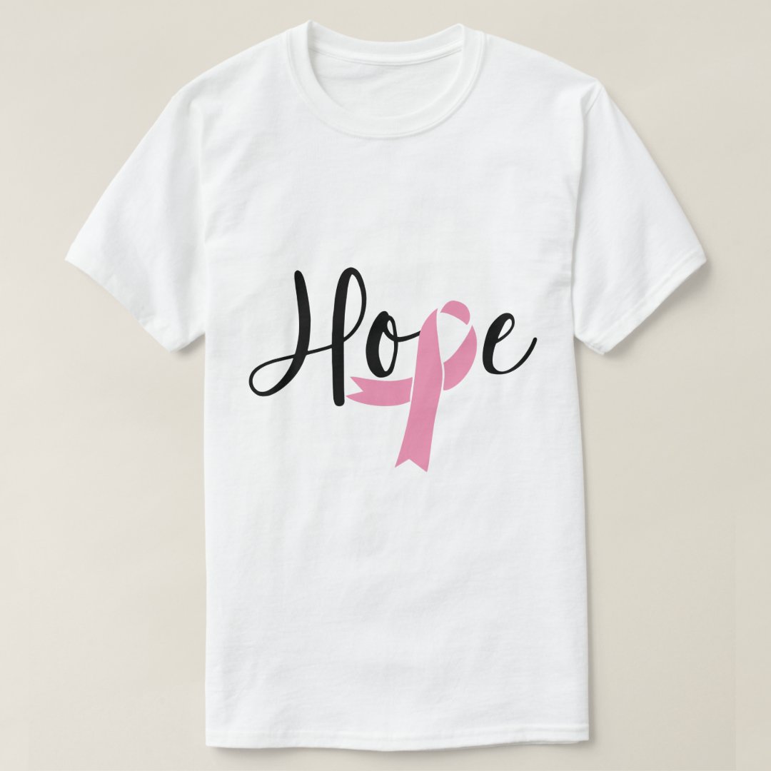Breast Cancer Awareness Hope Ribbon Printed T-Shirt