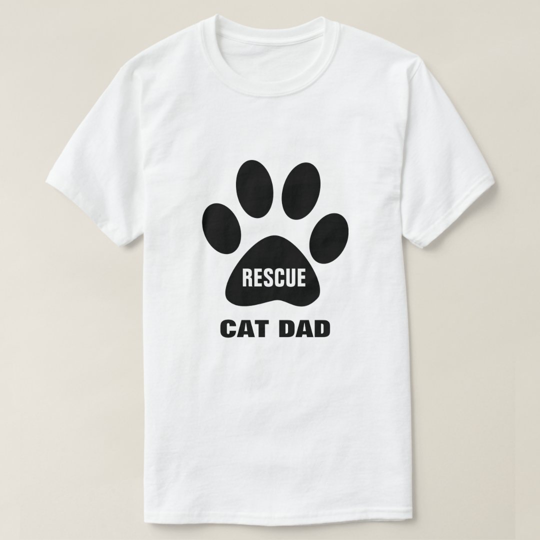 Father's Day Gift Rescue Cat Dad Printed T-Shirt