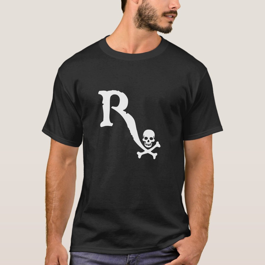 R Skeleton Captain Pirate Printed T-Shirt
