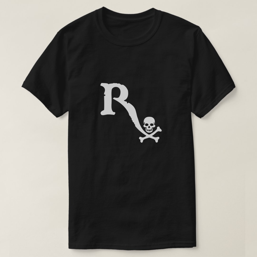 R Skeleton Captain Pirate Printed T-Shirt