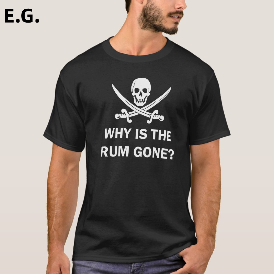 Personalized Captain Pirate Custom Text Printed T-Shirt