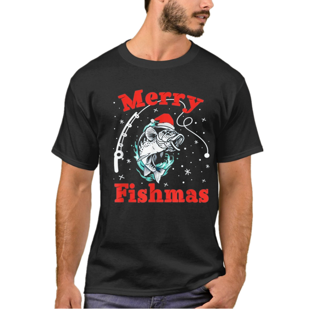 Merry Fishmas Funny Christmas Fishing Fish Lover T-shirt 