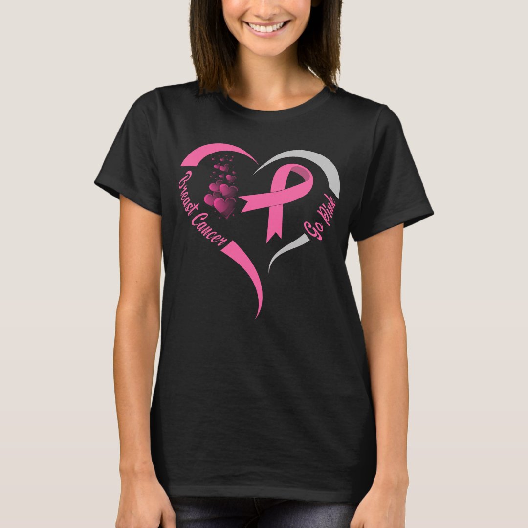Breast Cancer Awareness Go Pink Printed T-Shirt