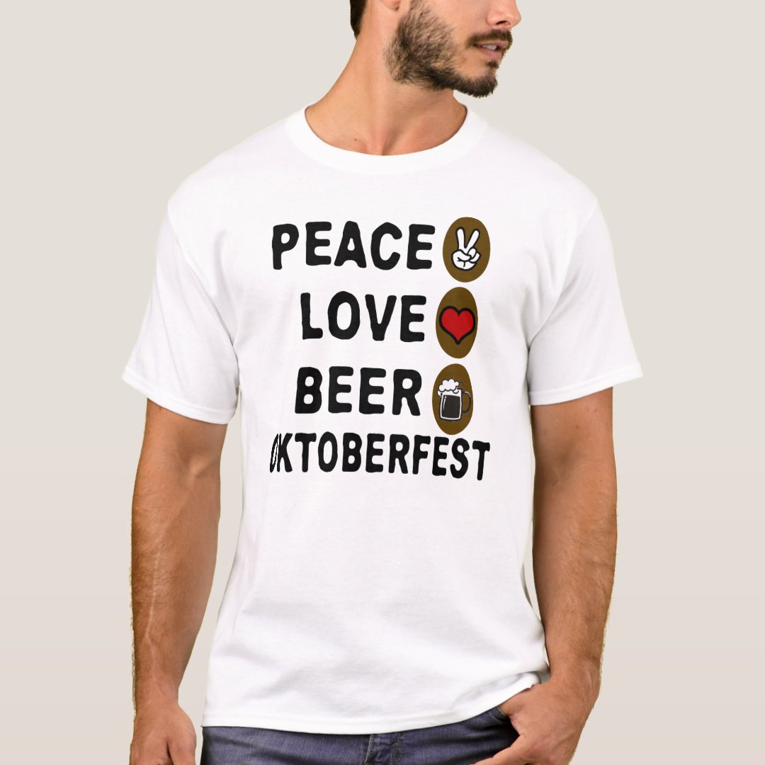 Oktoberfest PEACE LOVE BEAR Printed T-Shirt