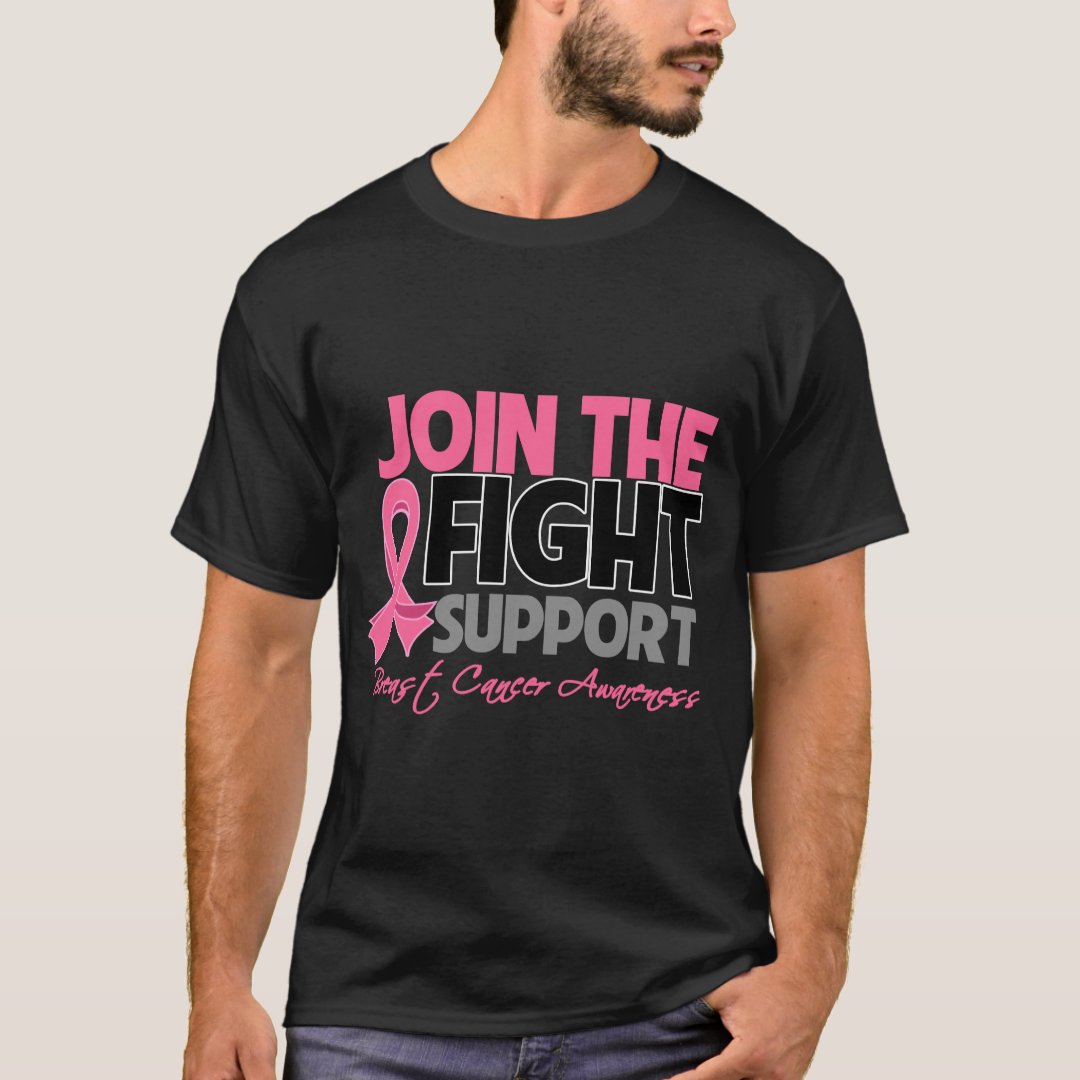 Breast Cancer Awareness Join The Fight Support Printed T-Shirt