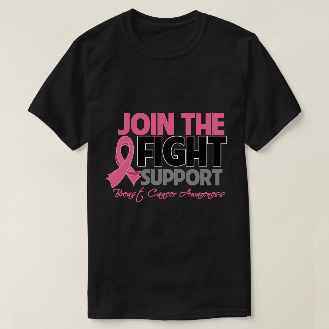 Breast Cancer Awareness Join The Fight Support Printed T-Shirt