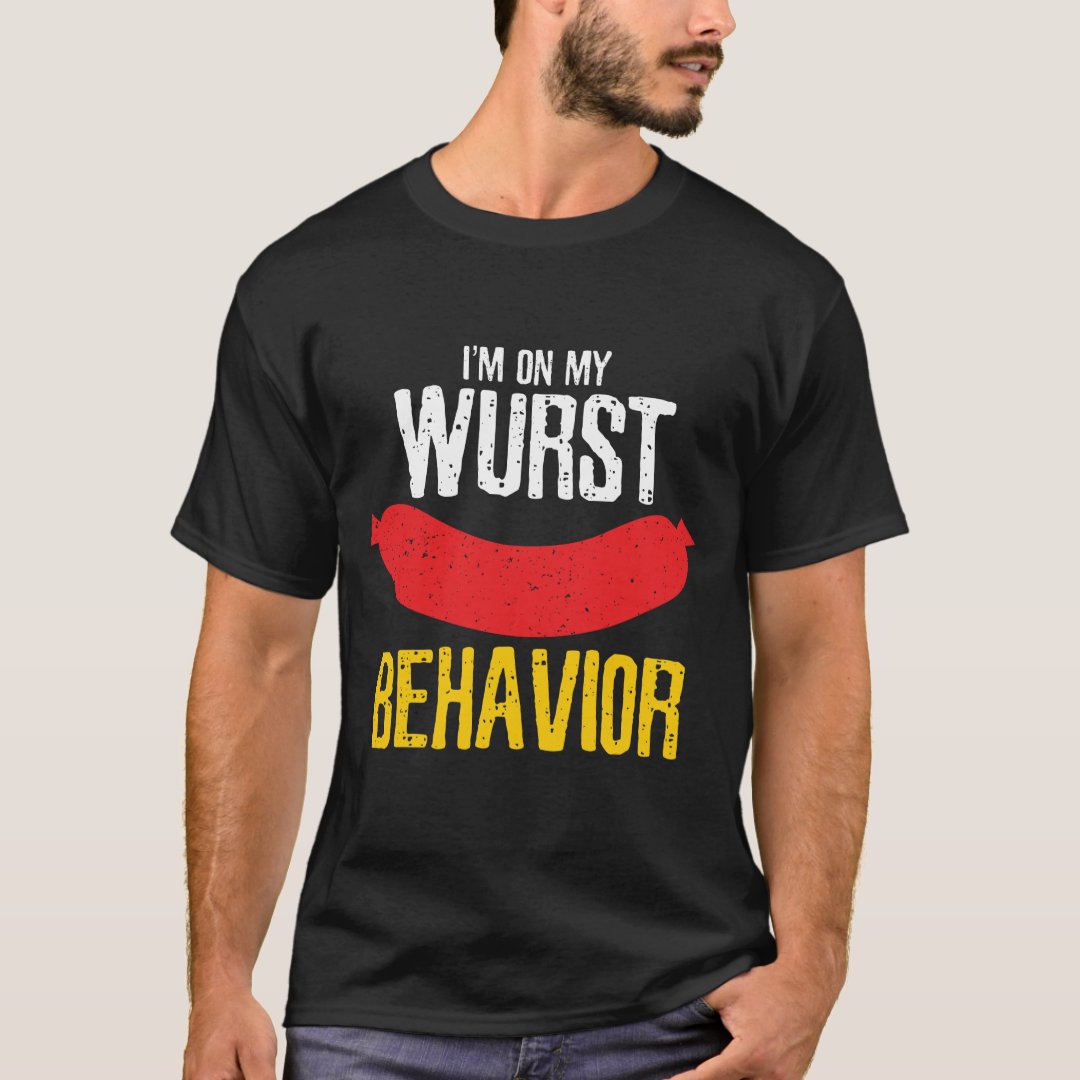 Oktoberfest I'm On My Wurst Behavior Printed T-Shirt