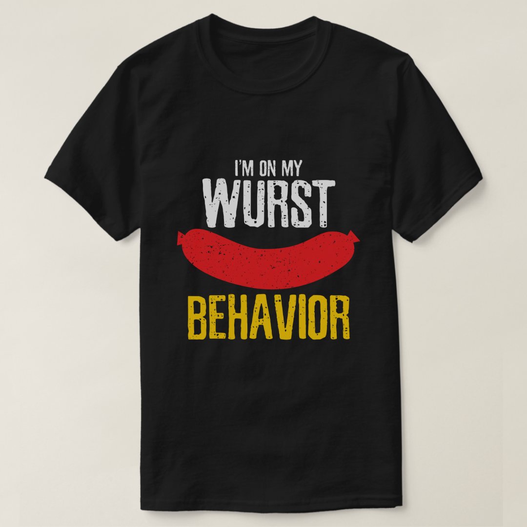 Oktoberfest I'm On My Wurst Behavior Printed T-Shirt