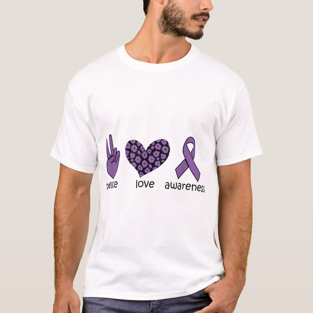 Domestic Violence Awareness Peace Love Awareness Printed T-Shirt