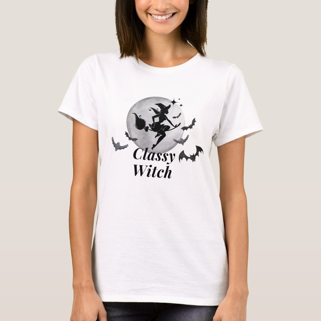 Halloween Classy Witch Printed T-Shirt