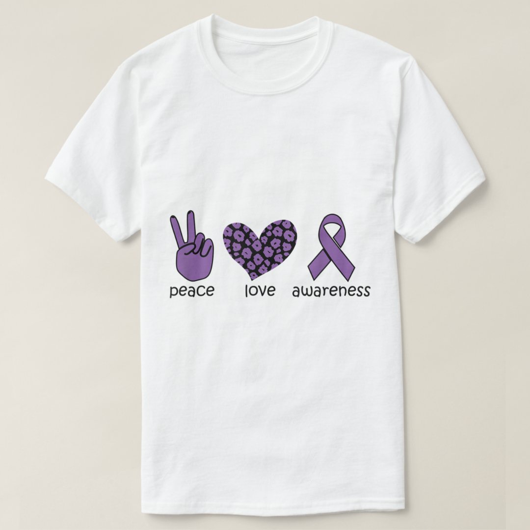 Domestic Violence Awareness Peace Love Awareness Printed T-Shirt