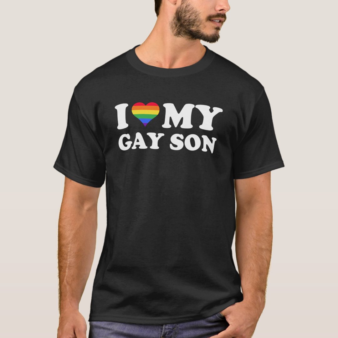 Pride Month LGBTQ I Love My Gay Son Printed T-Shirt