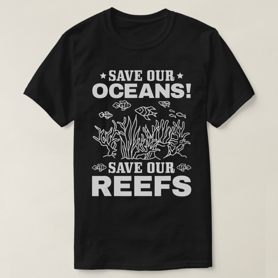 2024 World Oceans Day Save Our Oceans Save Our Reefs Printed T-Shirt