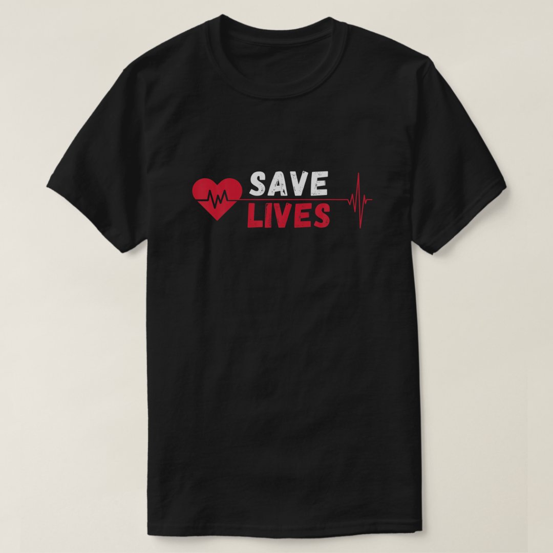 Save Lives Heartbeat World Blood Donor Day Printed T-Shirt