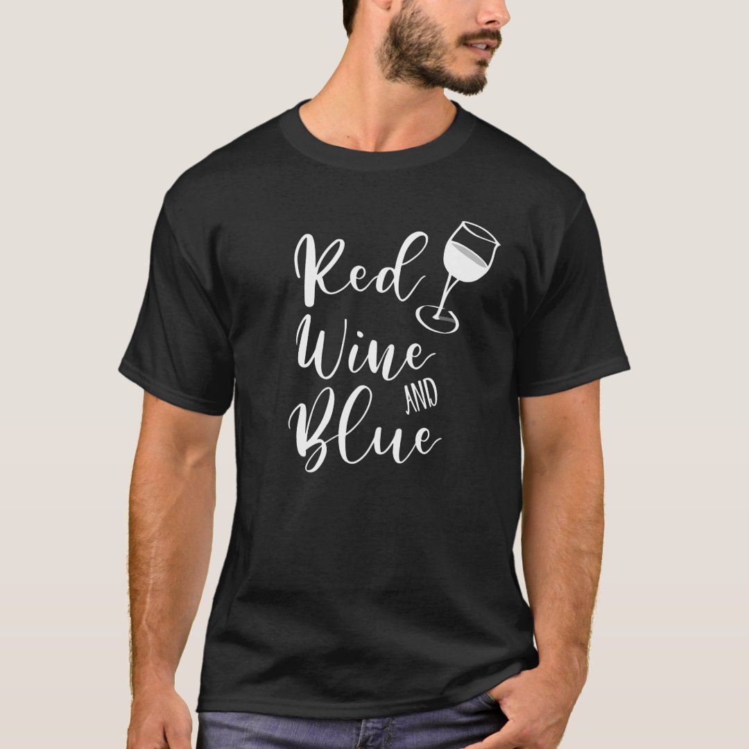 Independence Day Red Wine and Blue Printed T-Shirt