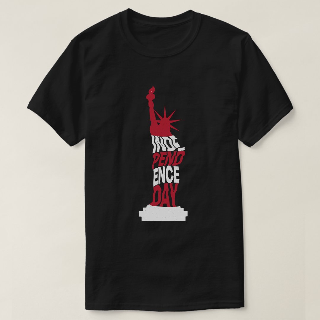 Independence Day Statue Of Liberty Printed T-Shirt
