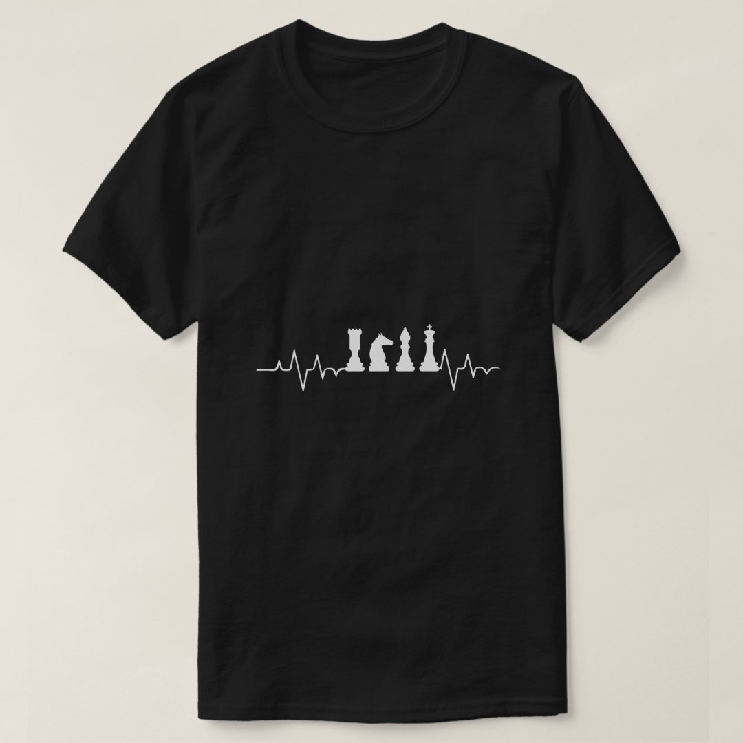 Chess Heartbeat Chess Lover Chess Day Printed T-Shirt