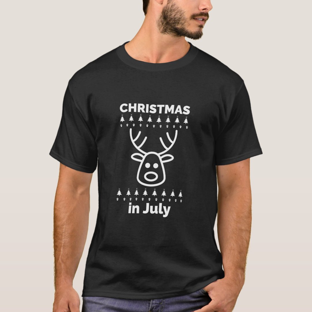 Reindeer Christmas in July Summer Beach Xmas T-shirt