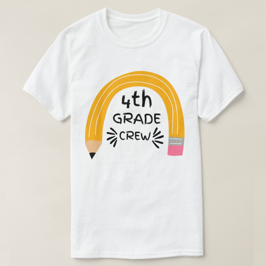 Back To School Season 4th Grade Crew Printed T-Shirt