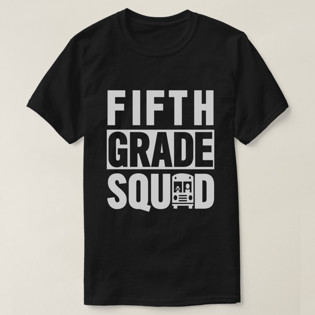 Back To School Season Fifth Grade Squad Printed T-Shirt