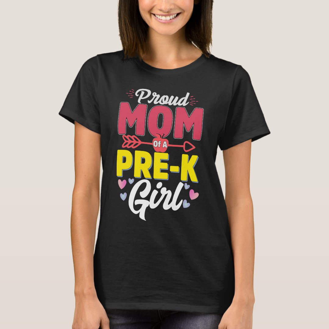 Back To School Season Proud Mom Of A Pre-K Girl Printed T-Shirt
