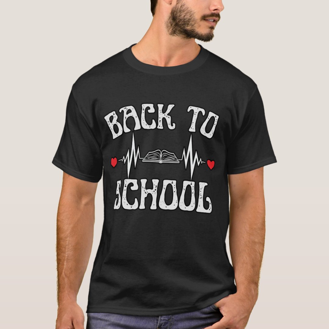 Book Heartbeat Funny Back To School Season T-Shirt