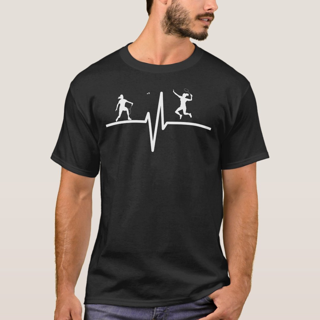 Sports Badminton Support Badminton Heartbeat T-Shirt