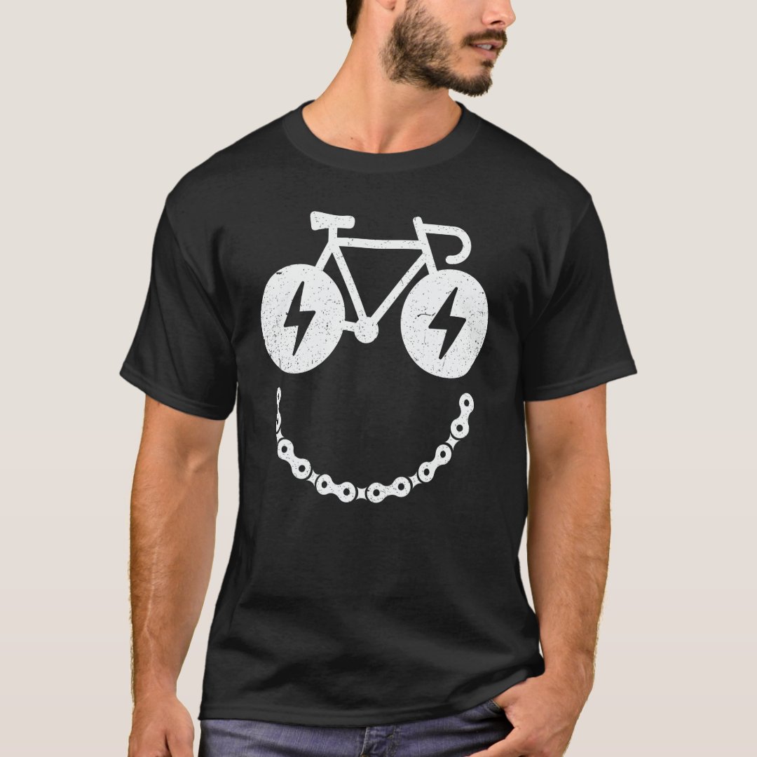 Sport Cycling Support Bicycle Smile Face Printed T-Shirt
