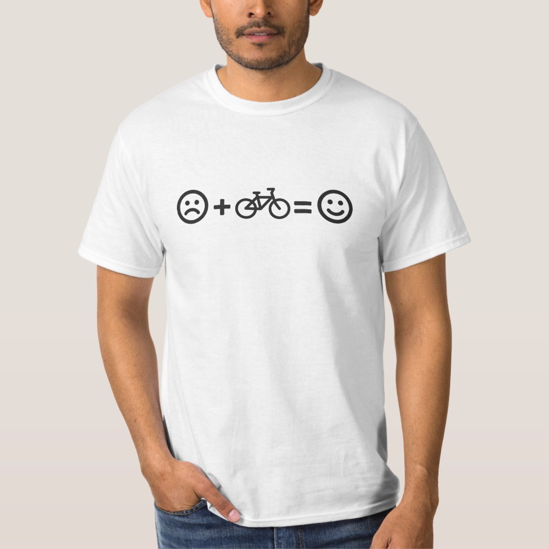 Cycling Plus Sad Face Equal Happy Face Sport Cycling Support Funny T-Shirt