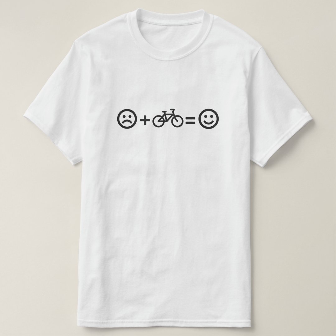 Cycling Plus Sad Face Equal Happy Face Sport Cycling Support Funny T-Shirt