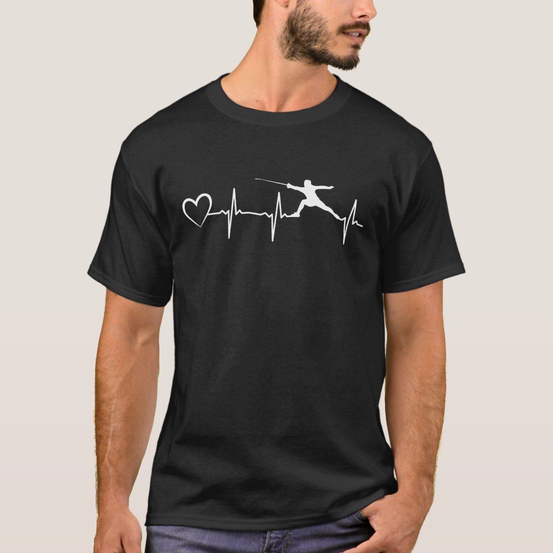 Sport Fencing Support Fencing Heartbeat Printed T-Shirt